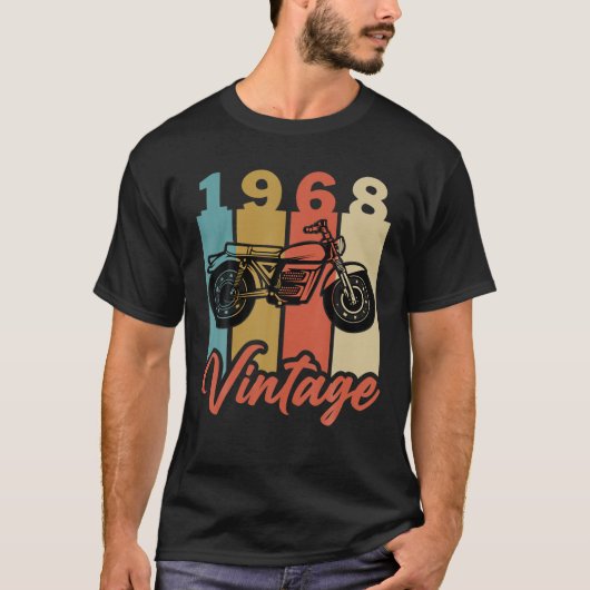 Funny 1968 Birth Year  Retro Motorcycle Bir T-shirt (Voorkant)
