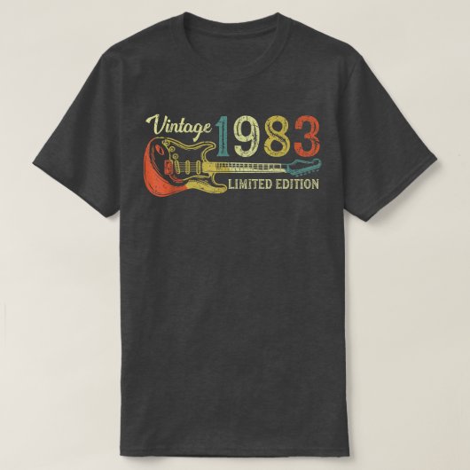 Funny 1983 verjaardagscadeau voor mannen Guitar Lo T-shirt (Design voorkant)
