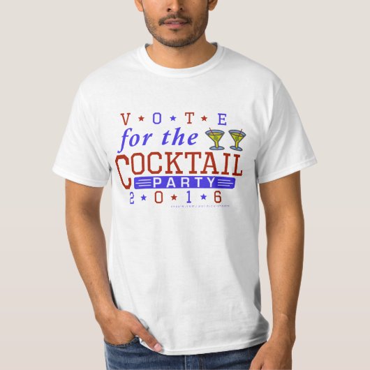 Funny 2016 Verkiezingsparodie Cocktail Party T-shirt (Voorkant)