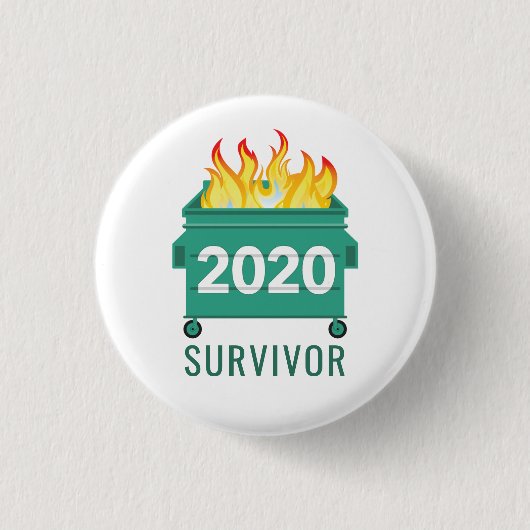 Funny 2020 ik overleefde Dumpster Fire Ronde Button 3,2 Cm (Voorkant)