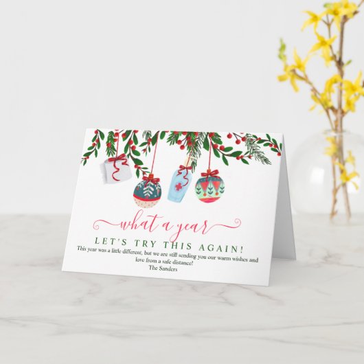 Funny 2020 jaar Kerst waterverf Vakantie Kaart (Gele Bloem)