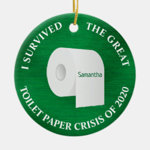 Funny 2020 Toilet Paper Covid Kerstgroen Keramisch Ornament