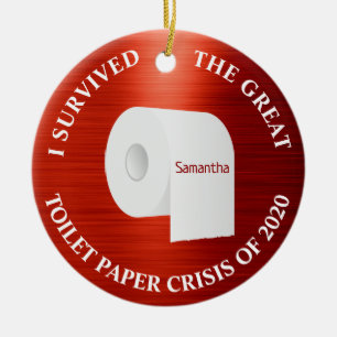 Funny 2020 Toilet Paper Covid-kerstrood Keramisch Ornament