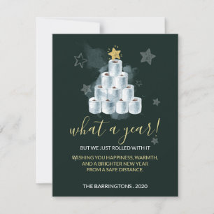 Funny 2020 Year Waterverf Toilet Paper Tree Feestdagenkaart