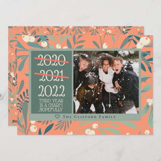 Funny 2021 2022 Mistletoe Melon kerstfoto Feestdagenkaart (Voorkant / Achterkant)