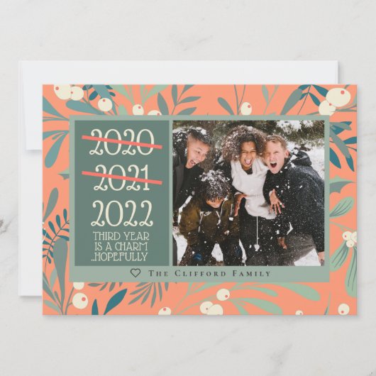 Funny 2021 2022 Mistletoe Melon kerstfoto Feestdagenkaart (Voorkant)