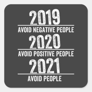 Funny 2021, Quarantine, Aeuropara, Zijdeloze mense Vierkante Sticker