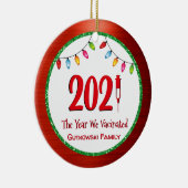 Funny 2021 Vaccinated Family Photo Keramisch Ornament (Rechts)