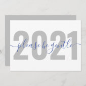 Funny 2021 Wees alsjeblieft zachte nieuwe jaren Feestdagenkaart (Voorkant / Achterkant)