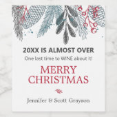 Funny 2023 Is Almost Over Greenery Name Holiday Wijn Etiket (Enkel label)