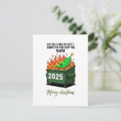 Funny 2025 Dumpster Fire Christmas Greeting Card Feestdagenkaart (Staand voorkant)