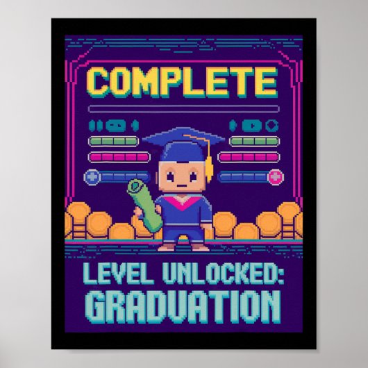 Funny 2025 Gamer Level Complete Master College Gra Poster (Voorkant)