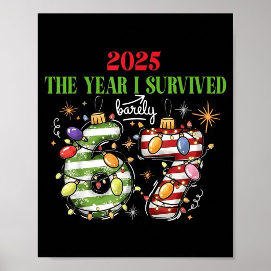 Funny 2025 The Year I Survived Barely 67 Christmas Poster (Voorkant)