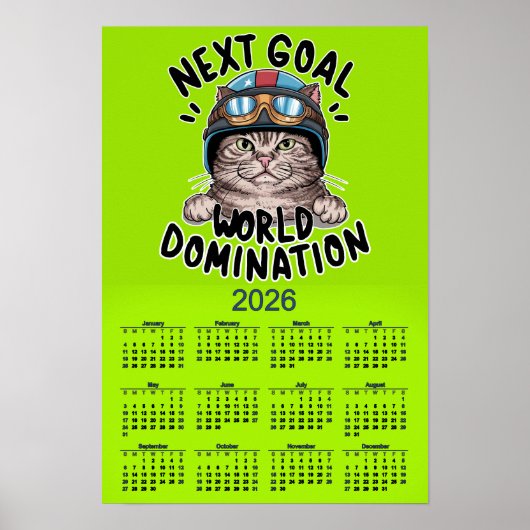 FUNNY 2026 CALENDAR NEXT STOP WORLD DOMINATION POSTER (Voorkant)