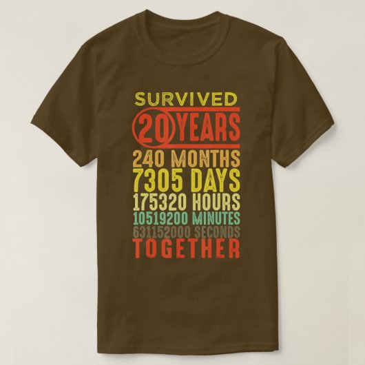Funny 20th Wedding 20 Years Marriage Jubileum H T-shirt (Design voorkant)
