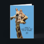 Funny 21st Birthday Card Kaart<br><div class="desc">Funny giraffe 21st verjaardagskaart die met uw gepersonaliseerd bericht aanpasbaar is. U kunt de leeftijd wijzigen door op de 21 te klikken en de tekst te bewerken.</div>