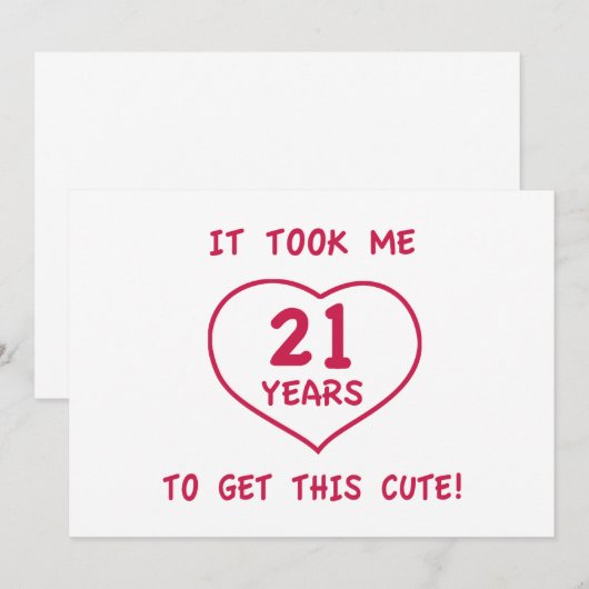 Funny 21st Birthday Gifts (Hart) Kaart (Voorkant / Achterkant)