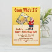Funny 21st Birthday Party Invitation with Big Beer Kaart (Staand voorkant)