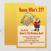 Funny 21st Birthday Party Invitation with Big Beer Kaart (Voorkant / Achterkant)