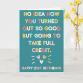 Funny 21st Birthday voor zoon of dochter Kaart (Gele Bloem)