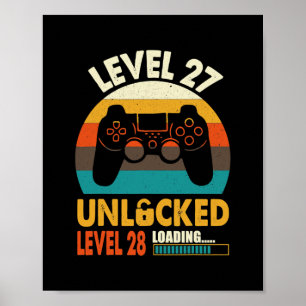 Funny 27th Birthday  Level 27 unlocked Poster