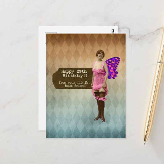 Funny 29 weer Beste Vriendendag. Briefkaart (Voorkant / Achterkant in situ)