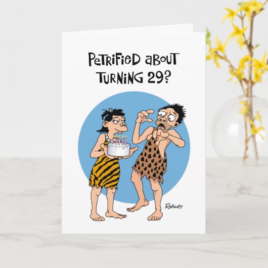 Funny 29th Birthday Kaart (Gele Bloem)