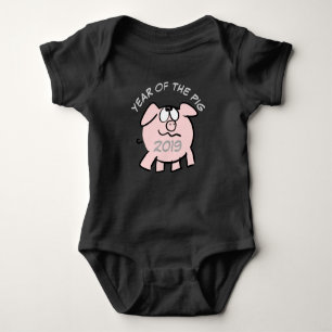 Funny 2 Cartoon Illustratie Roze Varken 2019 Baby  Romper