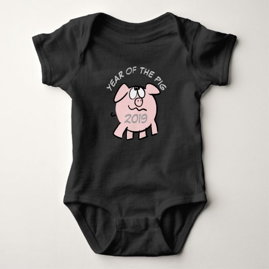 Funny 2 Cartoon Illustratie Roze Varken 2019 Baby  Romper (Voorkant)