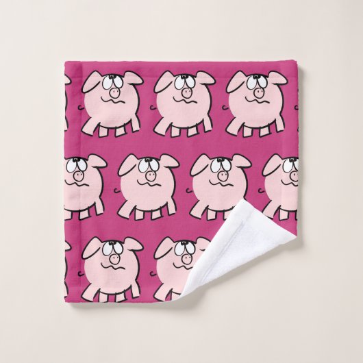 Funny 2 Cartoon Illustratie Varken Kies Kleur BT Bad Handdoek (Wasdoekje)