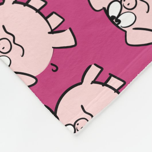 Funny 2 Cartoon Illustratie Varken Kies Kleur FB Fleece Deken (Hoek)