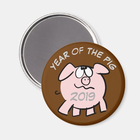 Funny 2 Cartoon Illustratie Varken op maat Jaar M Magneet (Voorkant / Achterkant)