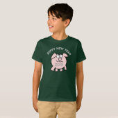 Funny 2 Cartoon Illustratie Varkens aangepast jaar T-shirt (Voorkant volledig)