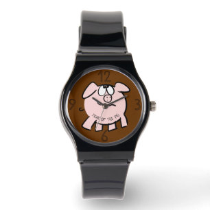 Funny 2 Cartoon Illustratie Varkensjaar Verjaardag Horloge