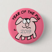 Funny 2 Cartoon Illustration Pig Year 2019 Button (Voorkant)