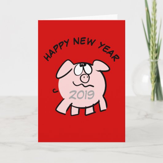 Funny 2 Cartoon Illustration Pig Year 2019 Kaart (Voorkant)