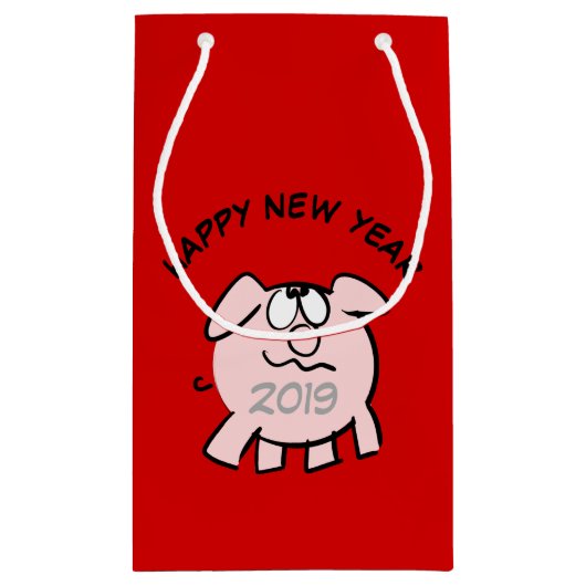 Funny 2 Cartoon Pig. 2019 Small Gift Bag Klein Cadeauzakje (Achterkant)