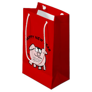 Funny 2 Cartoon Pig. 2019 Small Gift Bag Klein Cadeauzakje