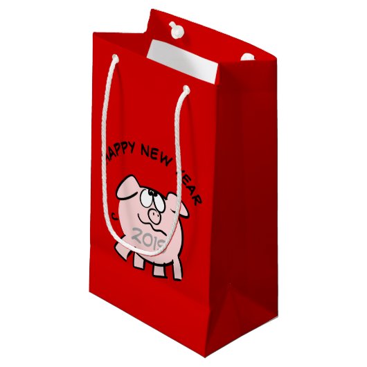 Funny 2 Cartoon Pig. 2019 Small Gift Bag Klein Cadeauzakje (Voorkant Gekanteld)