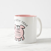 Funny 2 Cartoon Pig Year Zodiac Birthday Mok (Voorkant rechts)