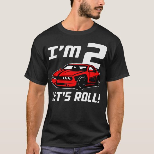 Funny 2e verjaardag Gift Boys Toddlers Race Car 2  T-shirt (Voorkant)