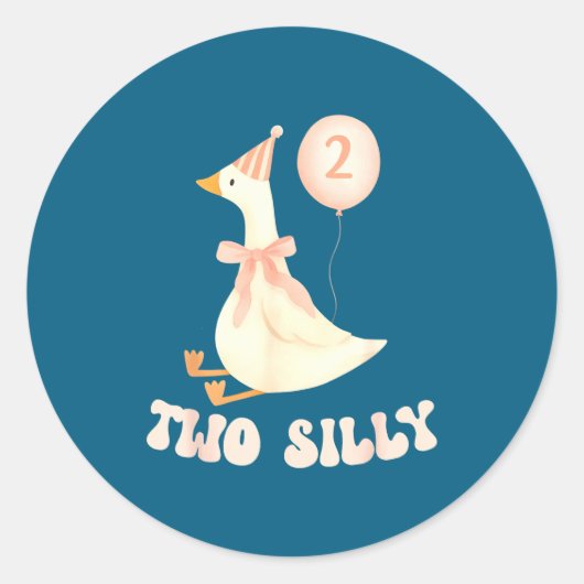 Funny 2nd Birthday Two Silly Goose 2 Year Old Birt Ronde Sticker (Voorkant)