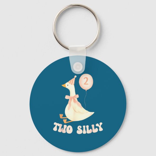 Funny 2nd Birthday Two Silly Goose 2 Year Old Birt Sleutelhanger (Voorkant)