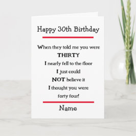 Funny 30th Birthday Cheeky Verse Birthday Card Kaart