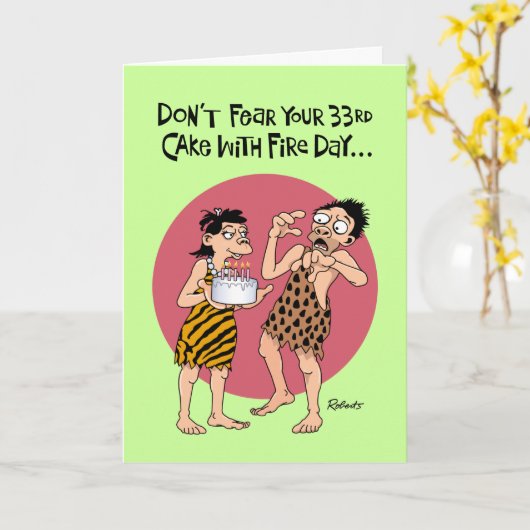 Funny 33rd Birthday Kaart (Gele Bloem)
