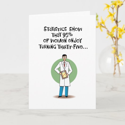 Funny 35th Birthday Kaart (Gele Bloem)