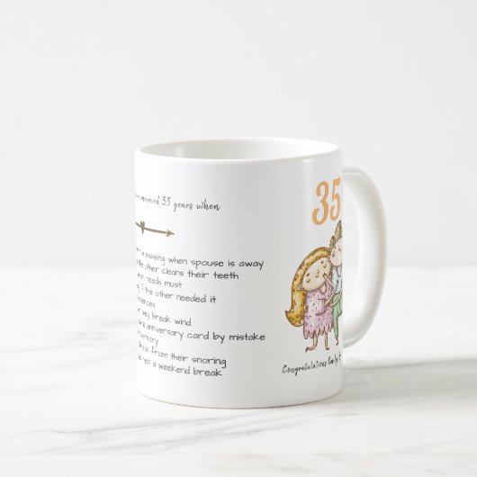 FUNNY 35th Wedding Jubileum Coral Customize Koffiemok (Voorkant rechts)