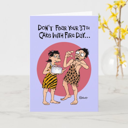 Funny 37th Birthday Kaart (Gele Bloem)