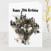 Funny, 39e 39e verjaardag Wolf, Wolven Kaart (Gele Bloem)
