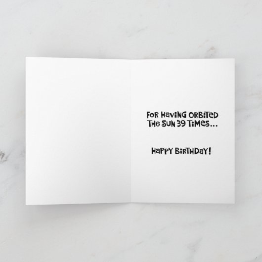 Funny 39th Birthday Kaart (Binnen)